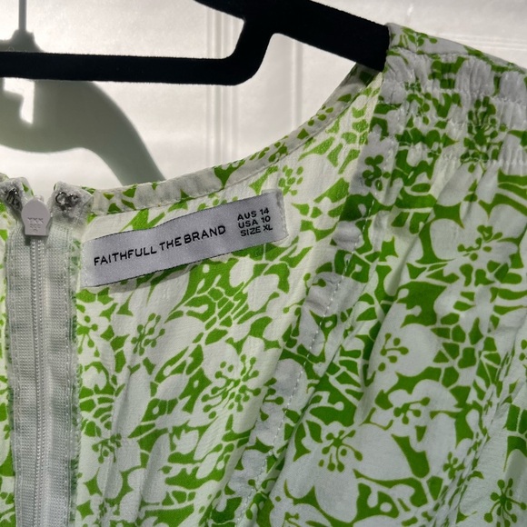 Faithfull the brand Marie Louise midi dress in freja floral print XL green white - Picture 4 of 7